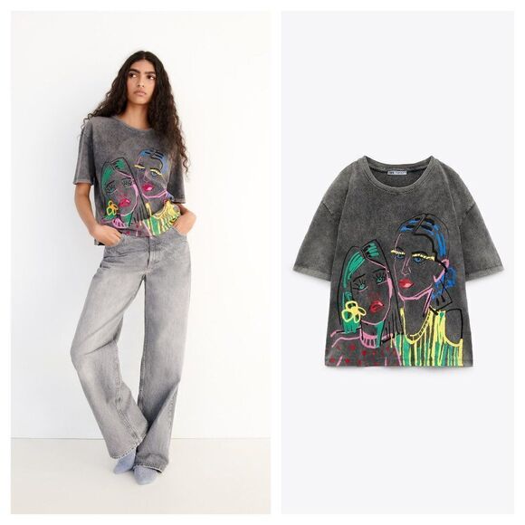 ZARA PRINTED WASHED EFFECT SHIRT - Picture 2 of 6